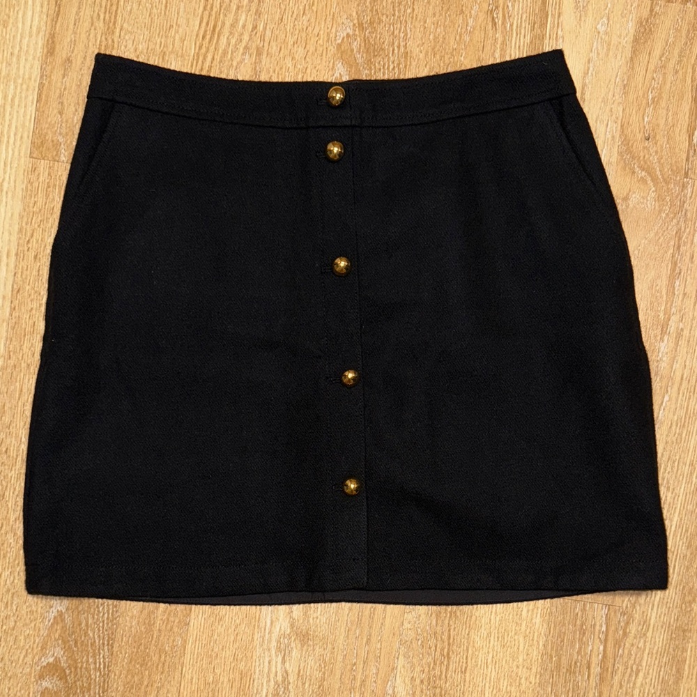 Black Button-Front Skirt